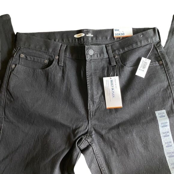 Old Navy built in flex slim black jeans w 33 l 30 NWT - Picture 2 of 6